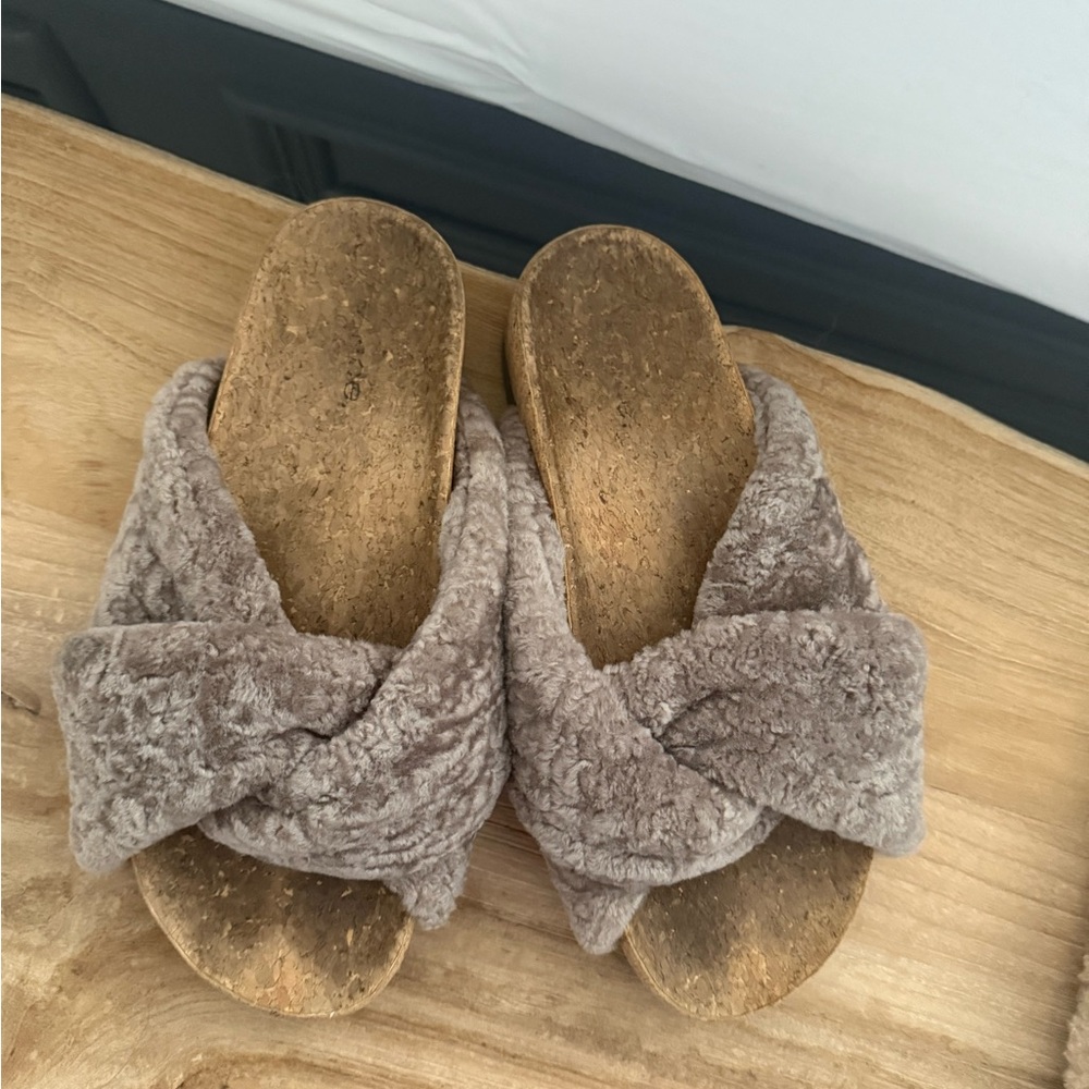 Vince Plush Faux Fur Mules - Brown